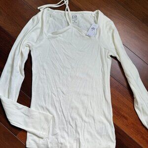 NWT Gap Long Sleeve Womens White Shirt Cut out halter